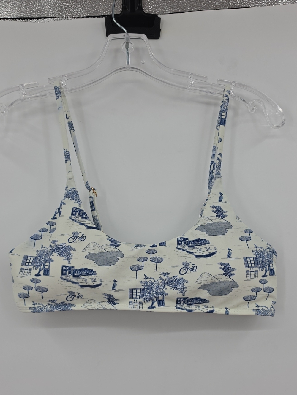 Honey. Blue Toile Print Bralette Top Size XL